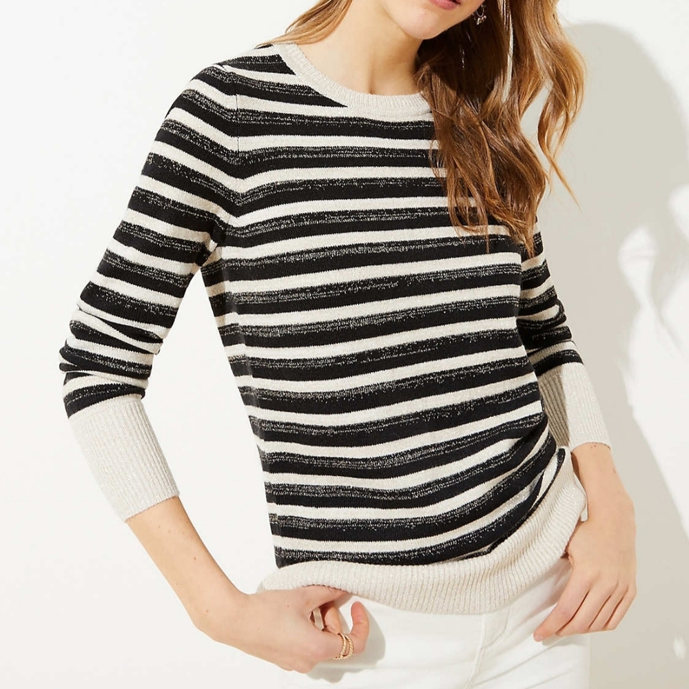 NEW LOFT shimmer stripe sweater XS